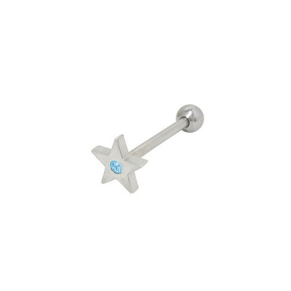 Flat Head Jeweled Star Tongue Ring