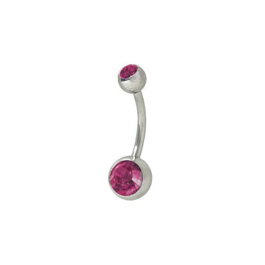 High Polish Purple Double Jewel Belly Button Ring