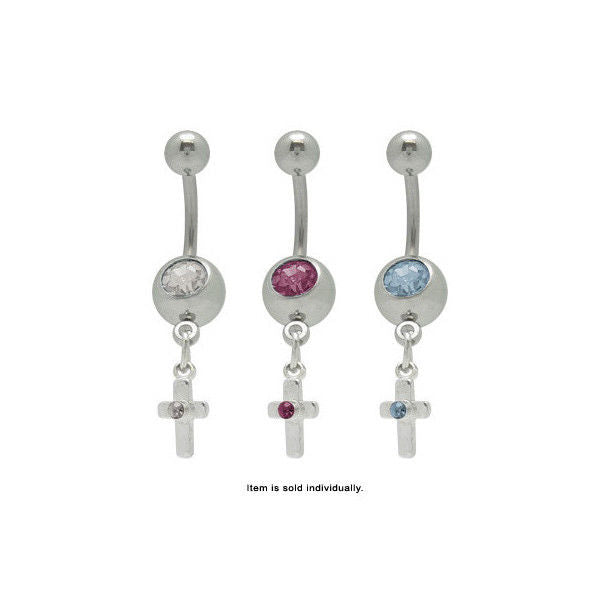 Dangle Cross Jeweled Belly Button Ring