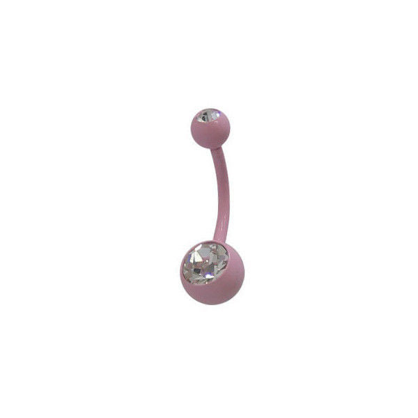 Pink Electro Plated Belly Ring with Jewels