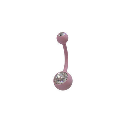 Pink Electro Plated Belly Ring with Jewels
