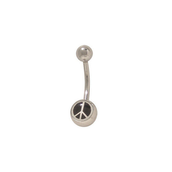 Peace Sign Belly Ring Surgical Steel
