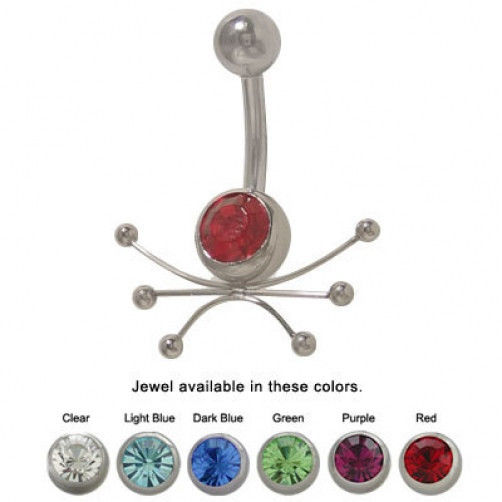 Starburst Jeweled Design Belly Ring