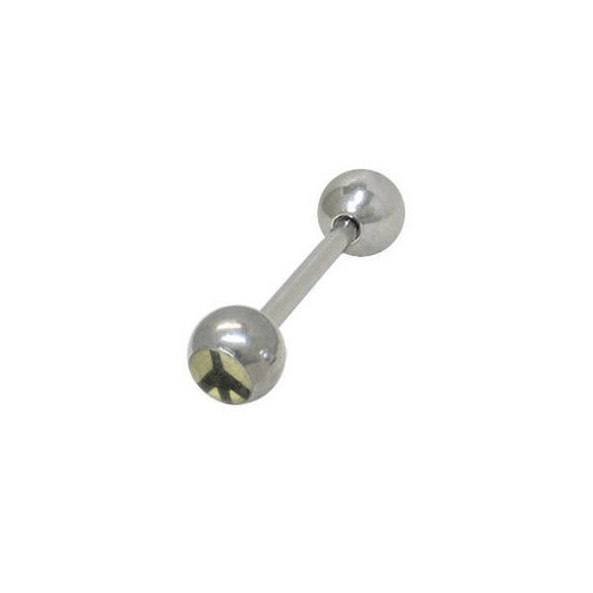 Peace Sign Logo Surgical Steel Barbell Tongue Ring
