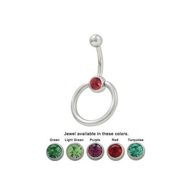 Door Knocker Belly Button Ring with CZ Gem