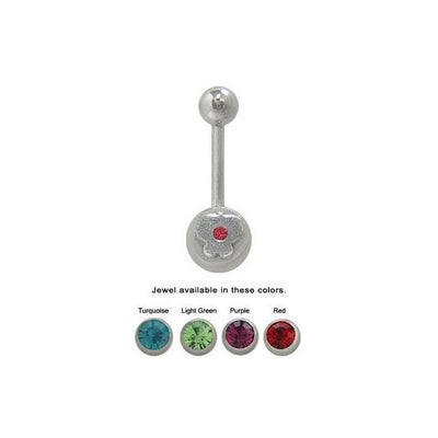 Butterfly Design Belly Button Ring with Cz Gem 14G