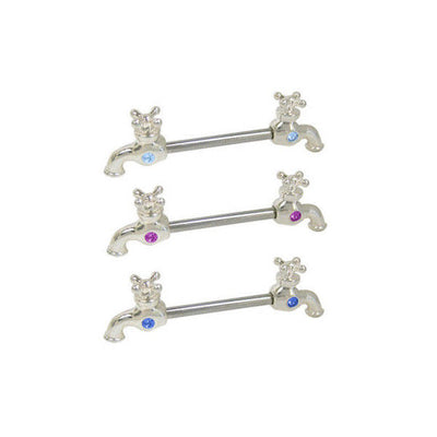 Faucet Nipple Rings Surgical Steel with CZ Jewels - 6 Colors Available