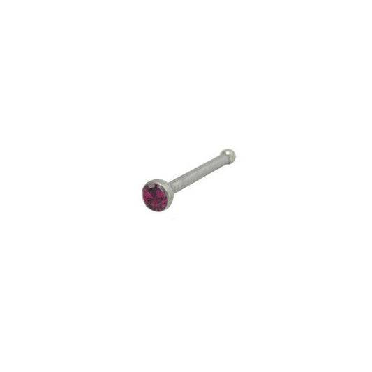 Nose Bone 316L Surgical Steel with Purple Jewel 18G  6mm