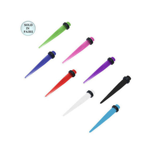 UV Acrylic Spike Design Ear Plug Taper/Stretcher 8 Gauge - 8 Colors Available