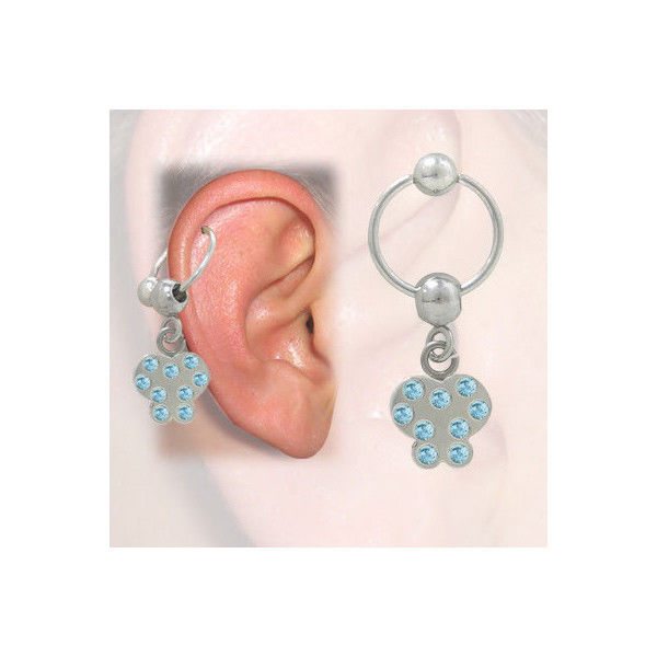 Cartilage - Tragus Butterfly Design with Jewels (16G-3/8 In-10mm)