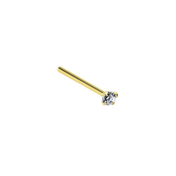 Nose Fish Tail Ring with Round CZ Top 14k Solid Gold