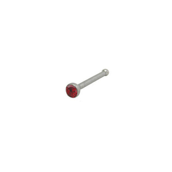 Nose Bone 316L Surgical Steel with Red Jewel 18G  6mm