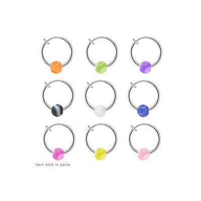 Non piercing Spring Hoop w/ Marble Bead