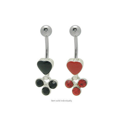 Jeweled Heart with Triple Jewel Dangler Belly Ring