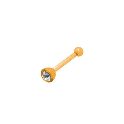 Orange Acrylic Nose Bone with Clear CZ Gem