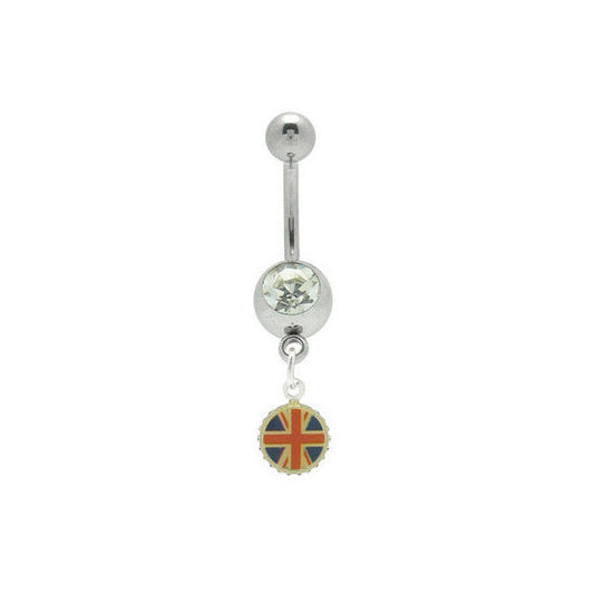 British Flag Dangler Belly Button Ring Navel Barbell 14G