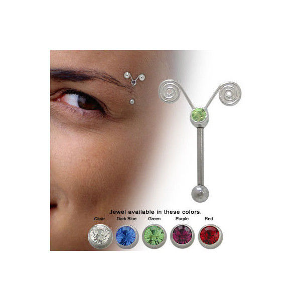 Barbell 16G Eyebrow Ring with CZ Gem Ball Bead - 4 Colors Available