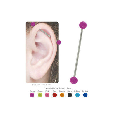 14ga Industrial Piercing Barbell - Acrylic Glitter Balls - 316L Steel- L-Glitter