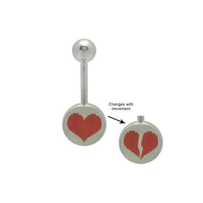 Heart Broken Heart Hologram Logo Belly Ring