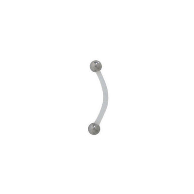 Bioplast Flex Eyebrow Ring Curved Barbell w/ Surgical Steel Balls (16G,  8mm)