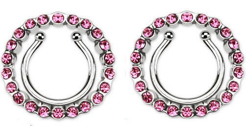 Nipple Clip Non-Piercing Jewelry with CZ gems - Sold as a Pair - 3 Colors