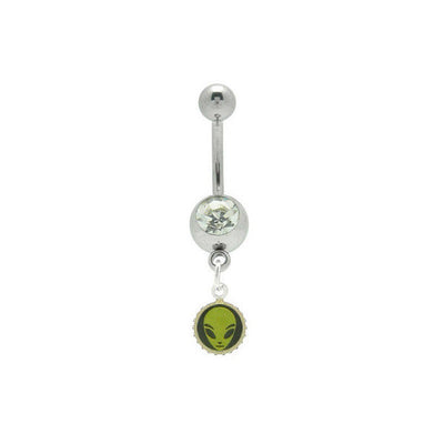 Alien Jeweled Dangle Belly Ring Navel Rings 14G