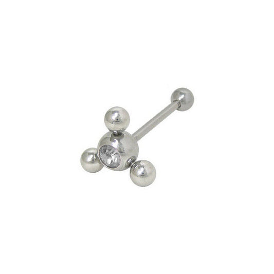 Barbell Tongue Ring Jeweled Flower Design