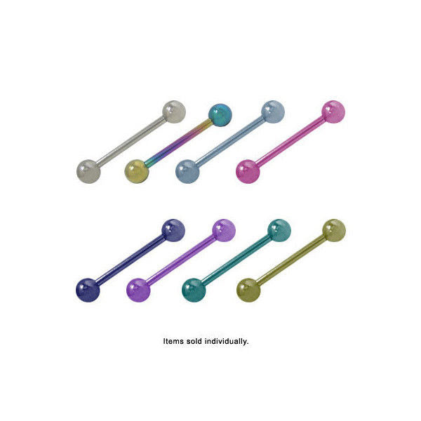 Anodized Titanium 14G Straight Barbell Tongue Nipple Ring - 8 Colors Available