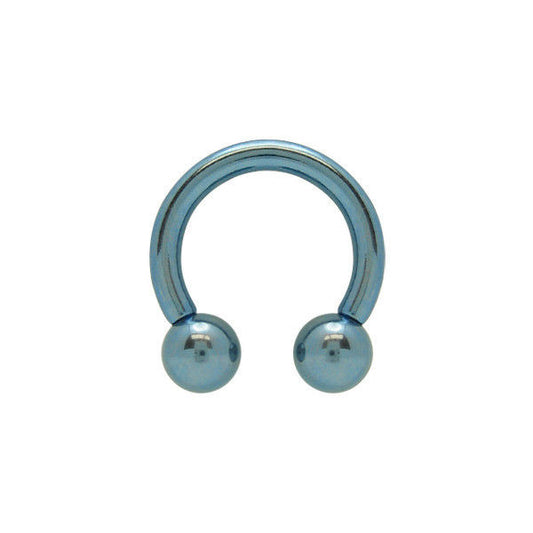 Blue Anodized Titanium 10G Circular Barbell Horseshoe Ring