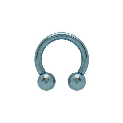 Blue Anodized Titanium 10G Circular Barbell Horseshoe Ring
