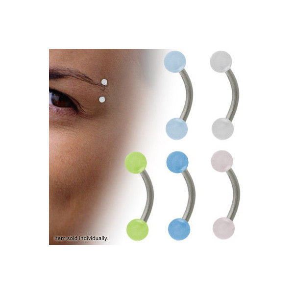 Glow in the Dark 16G Eyebrow Ring with Acrylic Ball Beads