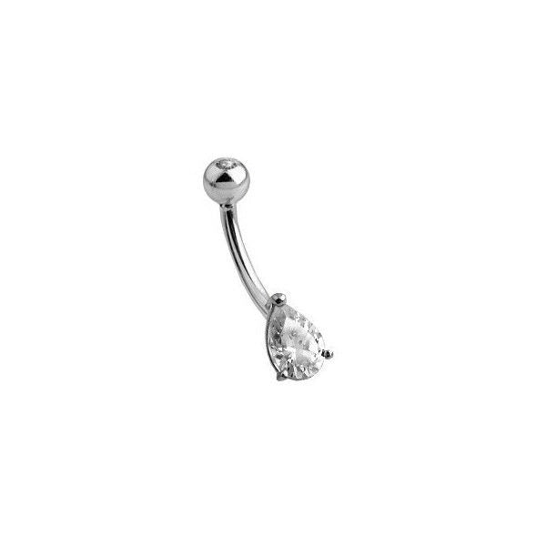 Solid 14k White Gold Belly Button Ring