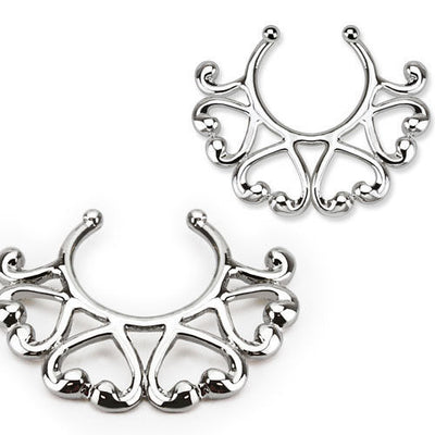 Rhodium Plated Heart Design Nipple Clip
