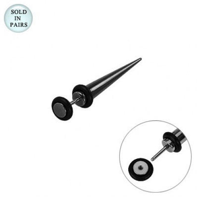 Black Fake Anodized Titanium Tapers Plugs 18 Gauge - Sold in Pairs