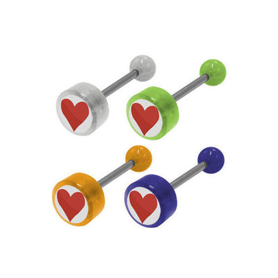 Red Heart Logo Barbell Tongue Ring