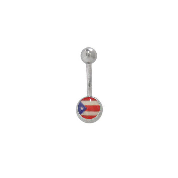 Belly Button Ring with Puerto Rican Flag Logo 14G Navel Ring Piercing Jewelry