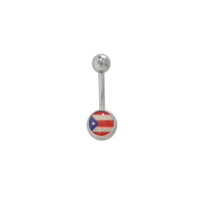 Belly Button Ring with Puerto Rican Flag Logo 14G Navel Ring Piercing Jewelry