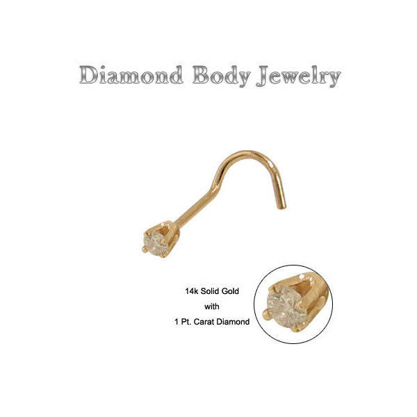Nose Screw 14k Gold Solid Gold with genuine Diamond