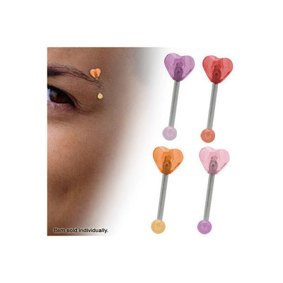 Straight Barbell 16G Eyebrow Piercing with Heart Shaped Design