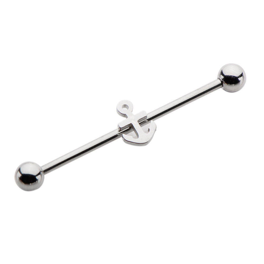 Industrial Piercing Barbell 14G with Anchor Design