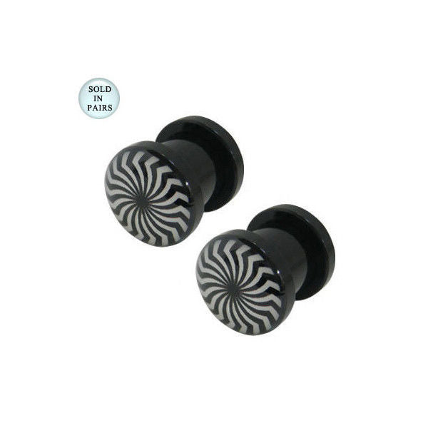 Zebra Striped Acrylic Ear Plugs Gauges Screw Fit - 6G to 1/2 Inch