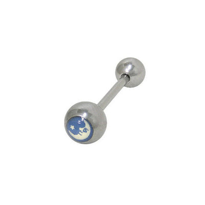 Moon Star Logo Straight Barbell Tongue Ring