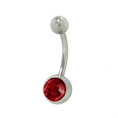 Surgical Steel Belly Ring with CZ Jewel