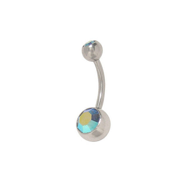 Double Jewel Belly Button Ring High Polish Surgical Steel