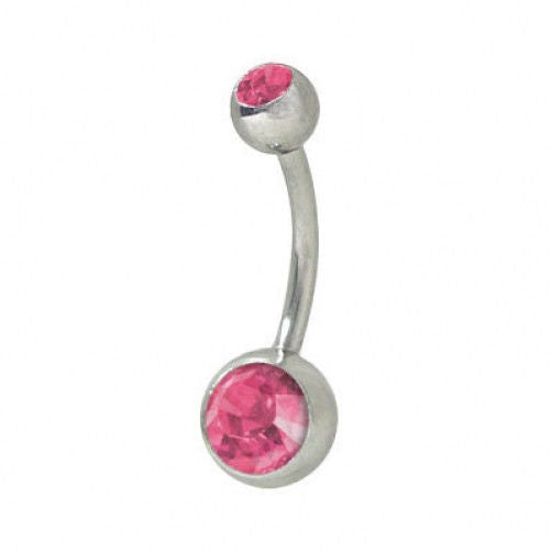 Belly Button Ring Double Jewel  High Polish Surgical Steel
