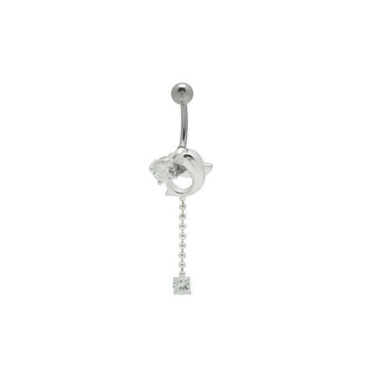 Dolphin Dangler Navel Barbell Belly Button Ring 14G Jewelry