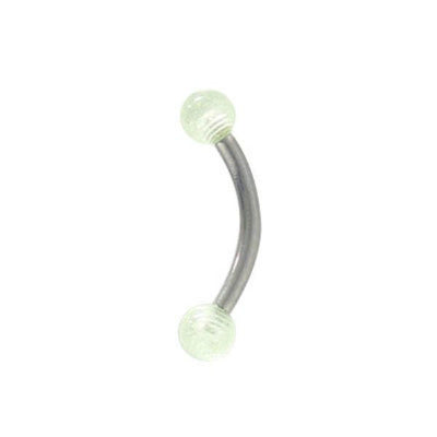Curved Barbell 16G Eyebrow Ring Surgical Steel Shaft (8mm) with UV Glow Beads