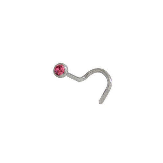 Surgical Steel Nose Stud with Pink Jewel
