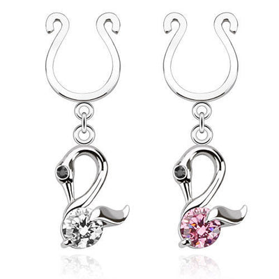 Swan Design Nipple Clip with CZ gem