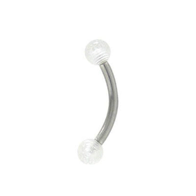 Curved Barbell 16G Eyebrow Ring Surgical Steel Shaft (8mm) with UV Glow Beads
